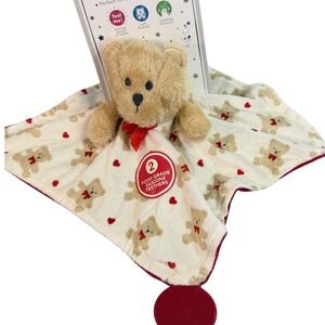 NWT Modern Baby Snuggle Blankie Teddy Bear Heart Rattle Teether Lovey Comforter